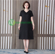 Váy đầm trung niên dáng A suông V35 thời trang đẹp cao cấp sang trọng mùa hè cho người lớn tuổi dự t