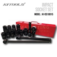 KI TOOLS 1” DR. IMPACT SOCKET SET C/W ACC【15 PCS / 22-46mm】– METAL CASE / BOX SOCEKT SET (MODEL : KI