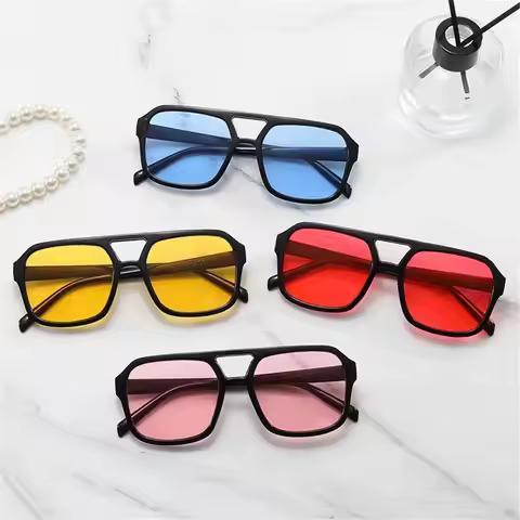 Vintage Ins Style Square Aviation Sunglasses UV400 Protection Big Frame Sun Glasses 70 Glasses for W