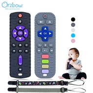 Orzbow Silicone Teething Toys TV Remote Control Shaped Baby Teether with Clip Early Educational Sensory Toy for 0-6 Months Toddler Chew Toys BPA-Free