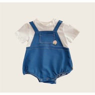 Baju Baby Boys Girls Cotton Denim Romper Jumpsuits Fashion Clothes One Piece Baby Clothing 6M-2Y Blu