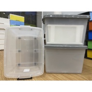 Smoky Box Storage Box 80L Big Stackable Organizer Box Storage With Wheels MultiPurpose Plastic Conta