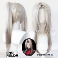 Arknights Endfield Pogranichnik Cosplay Wig Ash-blonde Long Straight High Ponytail Wigs For Women Gi