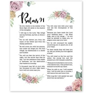Psalms 91 Wall Art Prints Bible Verse Decor with God Quotes for Home Office Prayer Room Decor, Pictu