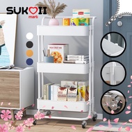 SKOI 3 Tier Multifunction Storage Trolley Rack Office Shelves Home Kitchen Rack With Plastic Wheel