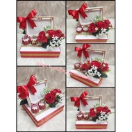 gubahan frame mas kahwin c/w 2 pc bekas cincin(red white)