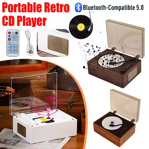 Rechargeable Home Music Player Support CD BT USB 3.5mm AUX CD Music Player Bluetooth-Compatible 5.0 