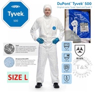 DUPONT ชุดป้องกันสารเคมี EN14126ชุด PPE รุ่น TYVEK 500 สีขาว ป้องกันฝุ่นละออง และ สารเคมีที่เป็นอันตรายต่อร่างกาย (1ชุด)