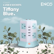 ENCO 4U8K (8 UK Plug 4 USB Port) Tower Extension / Extension Plug with Surge Protector With SIRIM Ap