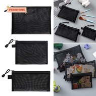 PEONYTWO Mesh File Bag, Transparent A4 A5 A6 Pen Bag,  Nylon File Folders Office