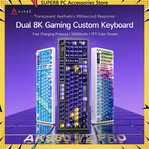 AJAZZ AK980 V2 PRO Mechanical Keyboard Gaming Keyboard RGB Wired Wireless Bluetooth Tri-Mode Hot Plu