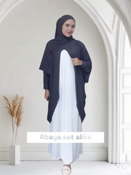 Abaya set Alika gamis set outer free jilbab 4 in 1 bahan jersey zoya