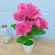 Unico PBP112 Tanaman Hias Plastik Pot Bunga Kembang Mawar Artificial Roses Flower Ornamen Hiasan Dek