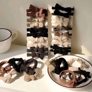 0ne piece Korean High Elastic Pleated Bowknot Hairties Pour Color Simple Rubber Bands