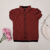 Lolita Red Gingham Puff Sleeve Blouse Harajuku Kawaii