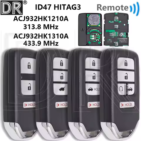 Great ACJ932HK1210A/1310A 313.8/433.9MHz ID47 Chip Proximity Car Remote Control Key For Honda Accord