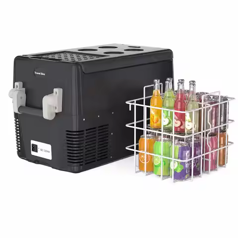 33QT Electric Cooler, 12V Car Refrigerator with Handle, -4℉ to 50℉ Truck Refrigerator, Portable Car 