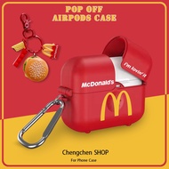M red McDonald's additional pendant pressure pop-up protective case AirPods earphone protective case for AirPods3gen case earphone protective case 2021 new for AirPods3 earphone protective case compatible with AirPodsPro case AirPods2gen case