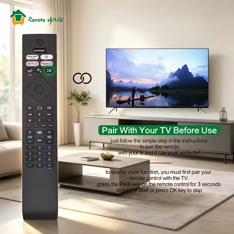 PH-V4 Voice Remote Control for Philips Ambilight 8500 8506 PUS85 Series 4K UHD LED Android TV, Repla