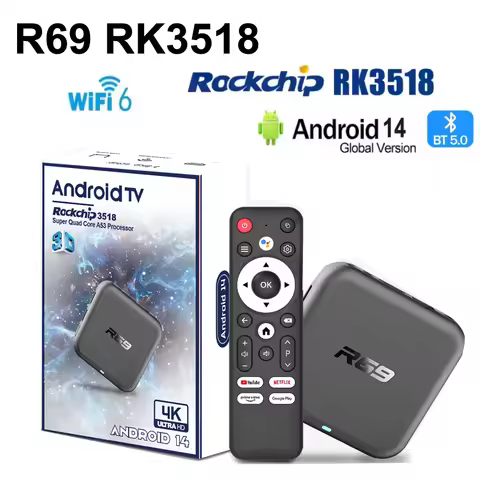 R69 RK3518 Smart TV Box Android14.0 2.4/5G Dual-WIFI BT5.0 3D Video Media Player 4K HD Set Top Box