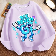 Kids Brainrot 67 Cartoon Print Crewneck Sweatshirt Soft Thick Long Sleeve Top
