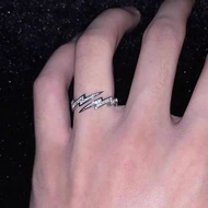 [Limited Time Discount Sale] Men's Lightning Hip-Hop Ring Adjustable Opening Niche Design for Girlfr