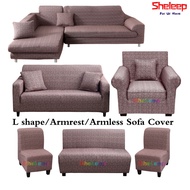 Sheleep Brown Color Sofa Cover Armless Sofa Cover Stretchable Sofa Cover Set l shape Sofa Cover