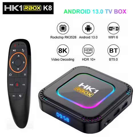 TV Box HK1 RBOX K8 Android 13 Set Top BOX RGB Light 4GB 128GB 64GB 32GB RK3528 WiFi6 4K 8K BT Media