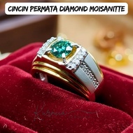 HIJAU Green diamond ring /green diamond moissanite 1ct with barcode memo and certificate
