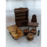 Vintage Teddy Bear Story Wooden Furniture Lot Applause Toy Co. Doll Furniture like SYLVANIAN