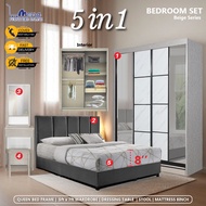 MESRA - Bedroom Set Sliding door /Set Bilik Tidur/Almari Baju/Katil Queen/Bedroom Set/Bedroom set mu