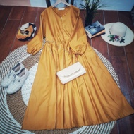 Annabelle Turmeric Baby Doll Big Size Midi Dress