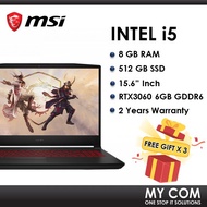 MSI Katana GF66 11UE-854MY 15.6 FHD 144Hz Gaming Laptop (i5-11400H, 8GB, 512GB SSD, 6GB NVIDIA RTX3060, W11)