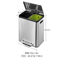 EKO-EK9128-15L+15L-Stainless Steel Footsteps Dustbin c/w Double Trash cans