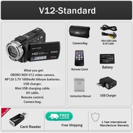 ORDRO Camcorder HDV-V12 1080P Vlog Camera 30FPS 30MP HD IR Night Vision Camera Mini Video Camera Rec