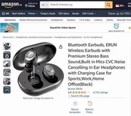 ERUN wireless Bluetooth headset   Built-in mics with CVC noise-canceling earbuds, providing stereo s