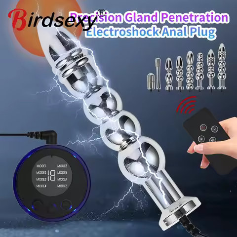 Remote Control Electric Shock Metal Anal Plug Beginner Anus Dilation Prostate Massager Masturbation 