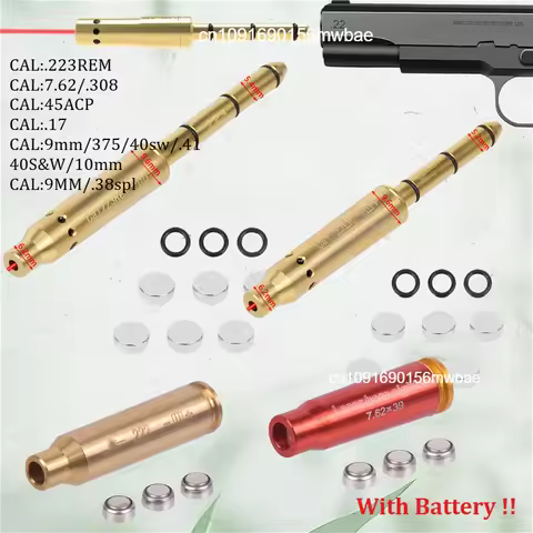 Laser Bore Sight Cal .22LR .177 9mm/.38spl .223Rem .243/6mm 6.5mm 7mm 308Win/30-30/30-06/7.62mm/300A