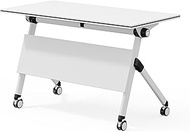 YVYKFZD Folding Conference Table, Flip Top Foldable Meeting Tables, Rolling Training Table with Cast