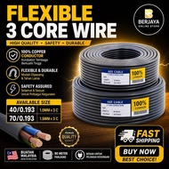 （READY STOCK）3 Core Wire Cable Wayar Kabel 3 Core | 70/0.193MM / 40/0.193MM | KABEL RUMAH | WAYAR LA