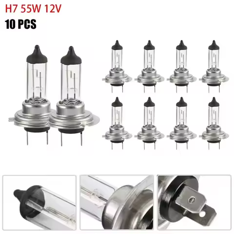 10PCS H7 55W 12V Halogen Headlight Bulb Super White Car Light Bulb Headlight High & Low Beam 6000K A