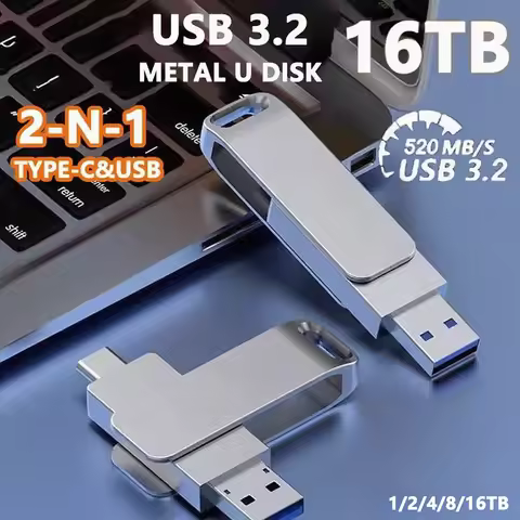 New 16TB USB Flash Drive USB 3.2 Memories Type-c 2-In-1 8TB 16TB OTG Pendrive 128GB 2TB High Speed F