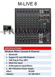 Mixer Wisdom 8 Channel M-Live 8 M Live 8 M Live8 Original