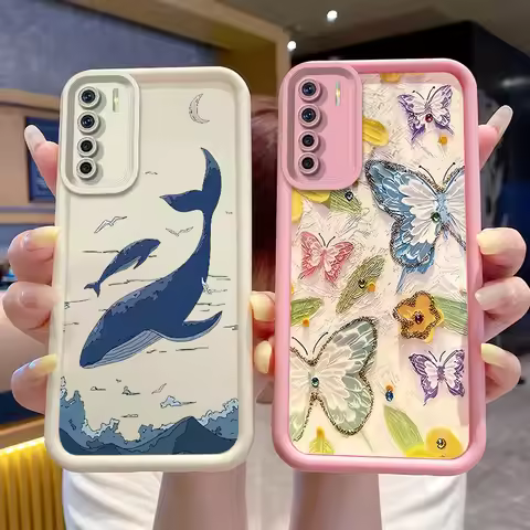For OPPO F15 A91 Reno3 Reno 3 4G Phone Case Shockproof Silicone Casing Ocean Animals Shark Whale Cam