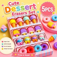 4pcs/set Cute Dessert Erasers Set Rubber Pencil Eraser Students School Stationery Office Supplies Gi