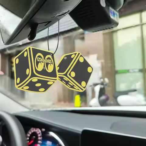Racing Mooneyes Dice Yellow Swing Hand Air Freshener Essential Oil Car Scent Diffuser Refresh Paper