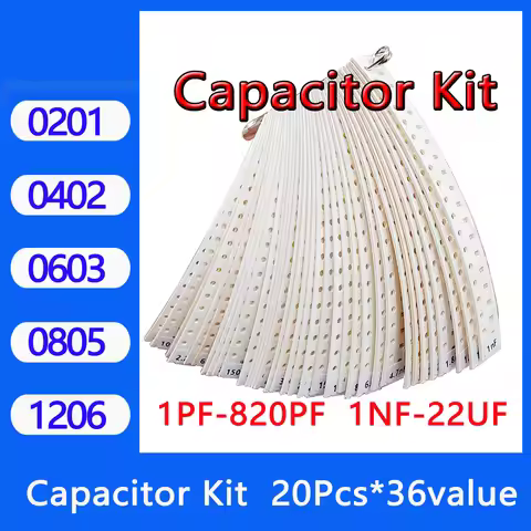 Capacitor kit 0201 0402 0603 0805 1206 smd Capacity package each value*20PCS Sample Kit Capacitor 1n