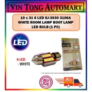 10x31 6 LED SJ-3030 3106A WHITE ROOM LAMP BOOT LAMP LED BULB (1 PC)