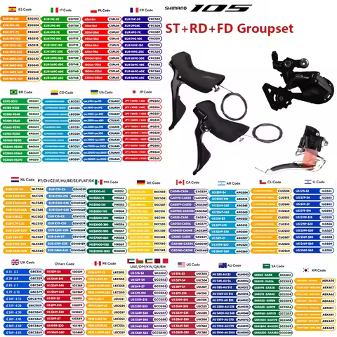 Shimano 105 R7000 ST+RD+FD Groupset Shifter A Pair Rear Derailleur SS/GS Front Derailleur Braze On 1