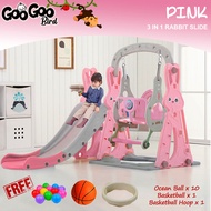 HOBBY TREE 3 IN 1 Swing Slide And Basketball Hook Indoor / Outdoor Mini Playground Kids Play & Swin